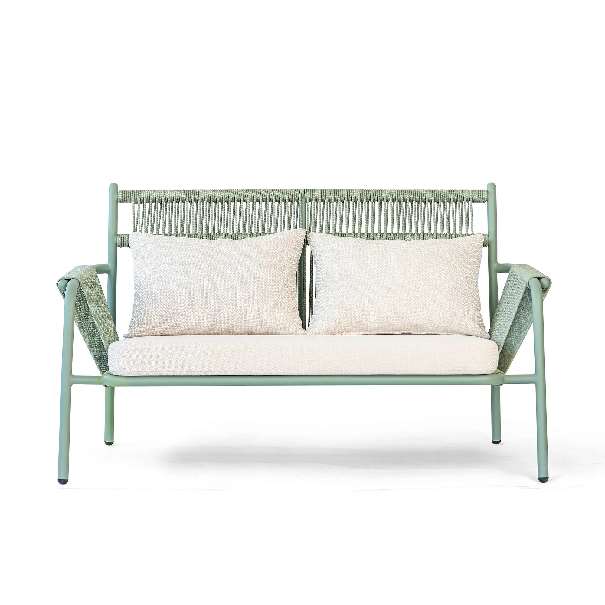 Avril Rope Accent Aluminum Outdoor Lounge Sofa in Cactus Green