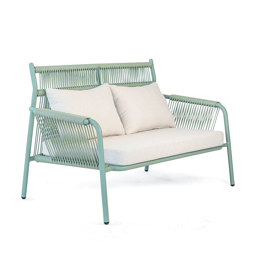 Avril Rope Accent Aluminum Outdoor Lounge Sofa in Cactus Green