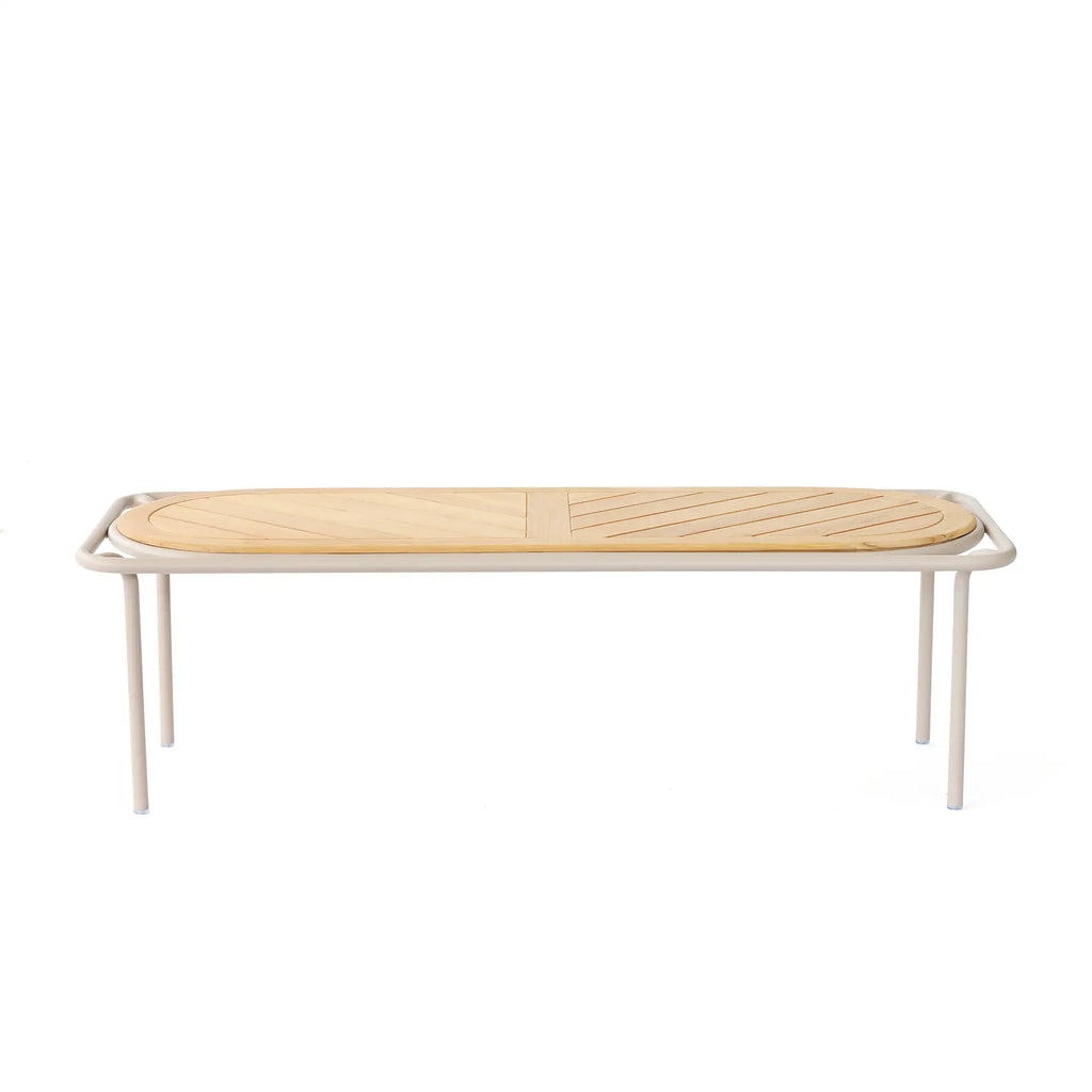 Avril Aluminum Outdoor Coffee Table with Teak Top