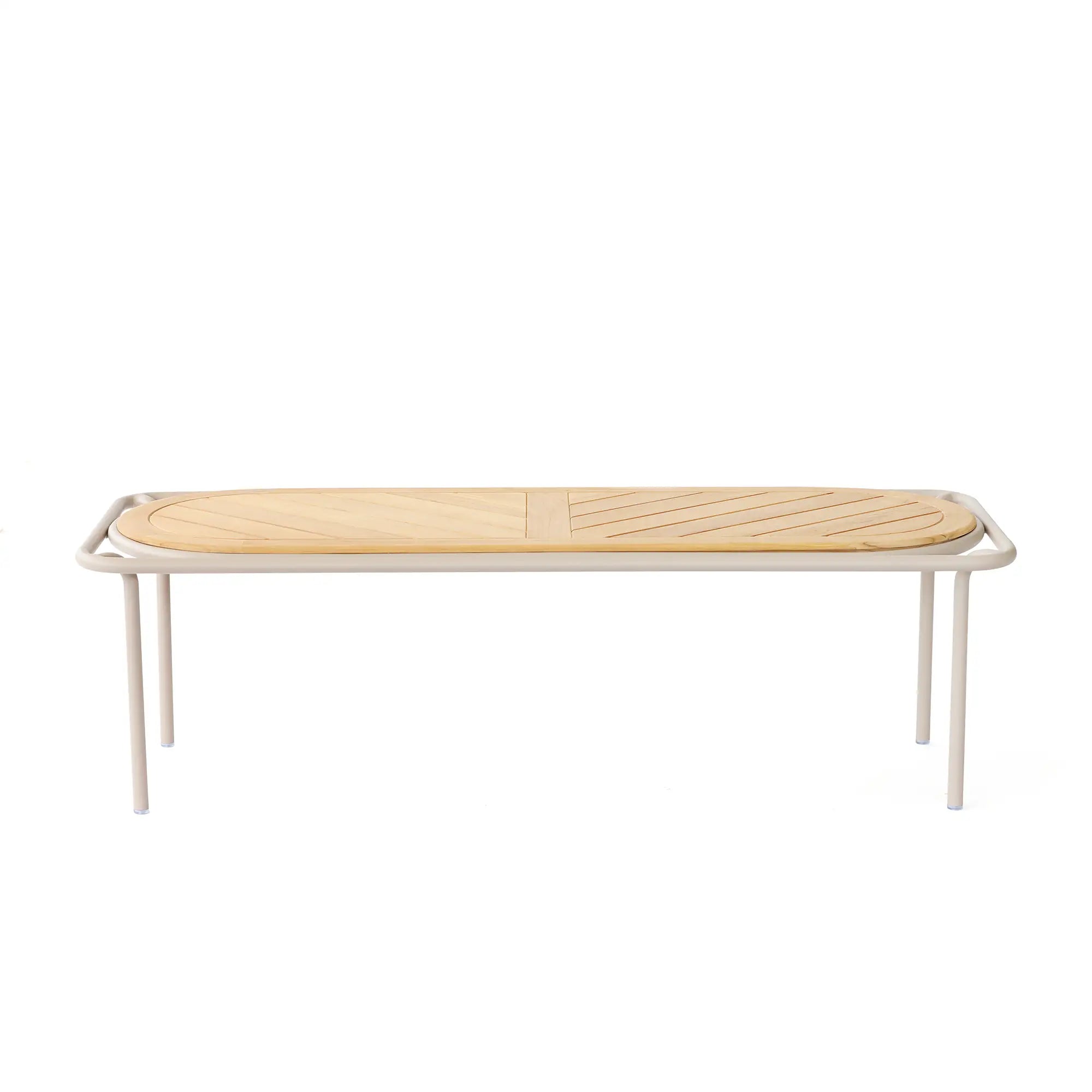 Avril Aluminum Outdoor Coffee Table with Teak Top