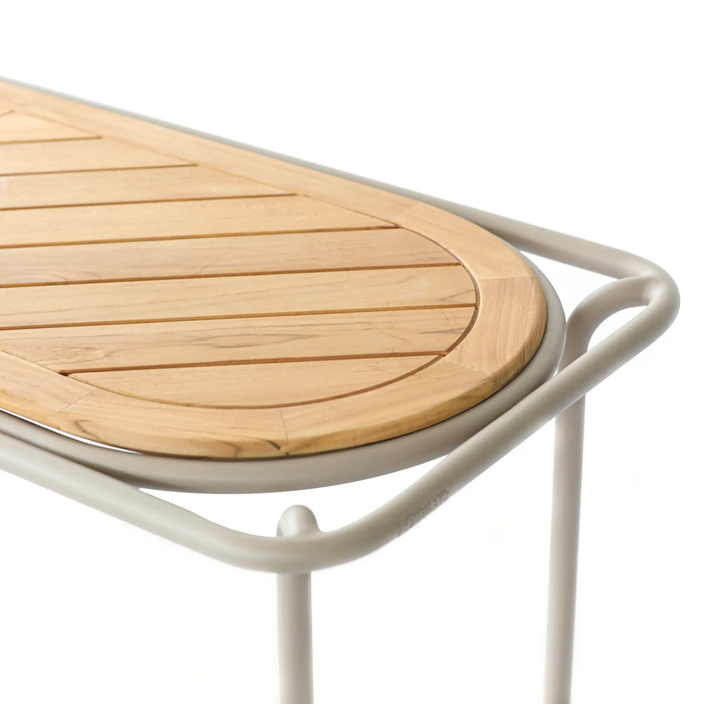 Avril Aluminum Outdoor Coffee Table with Teak Top