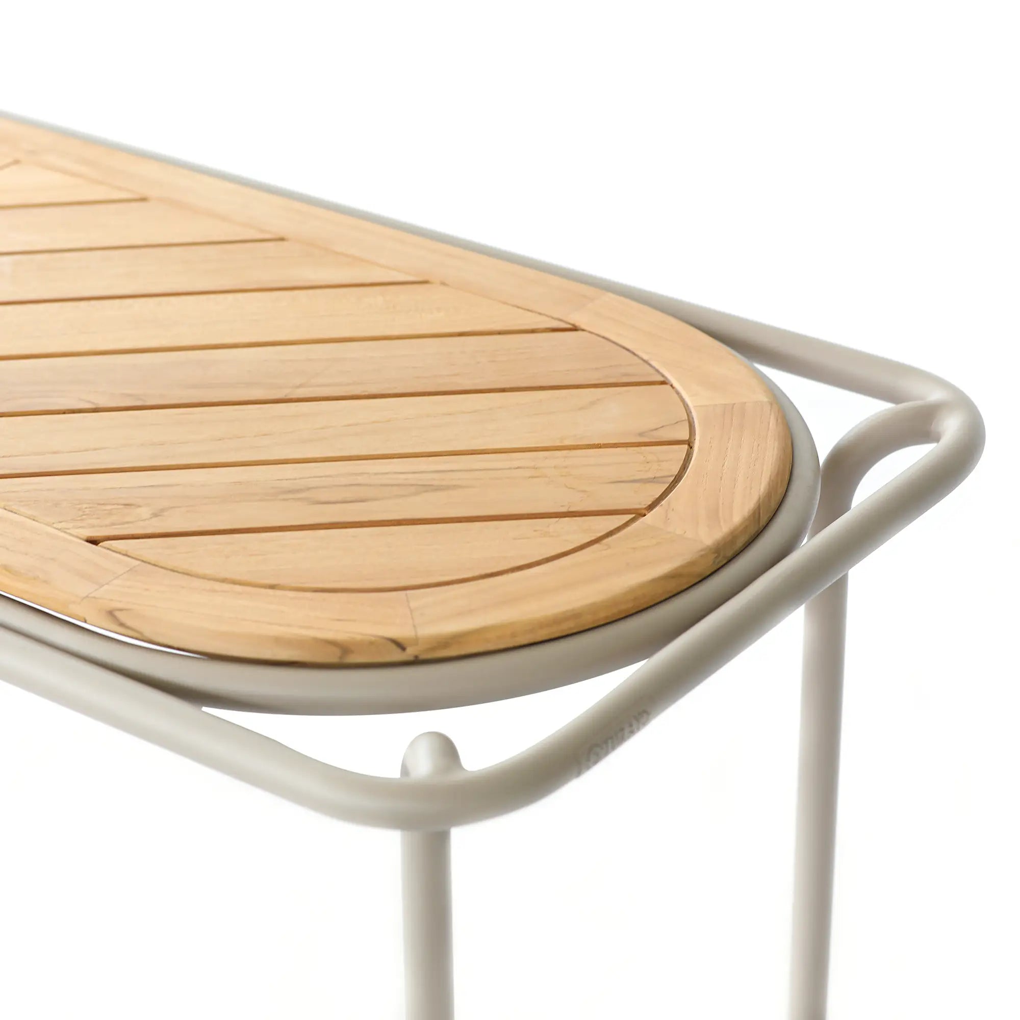 Avril Aluminum Outdoor Coffee Table with Teak Top
