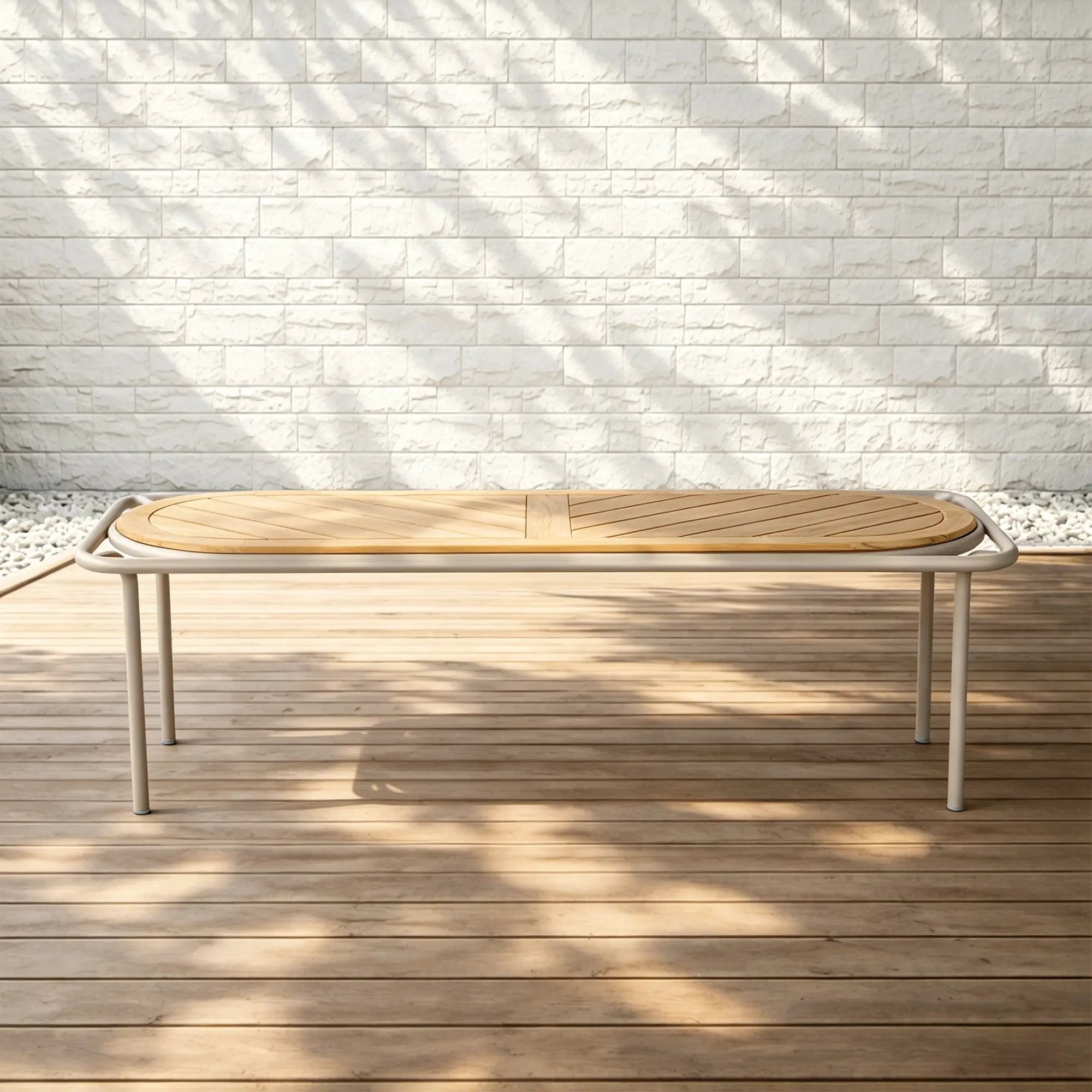 Avril Aluminum Outdoor Coffee Table with Teak Top