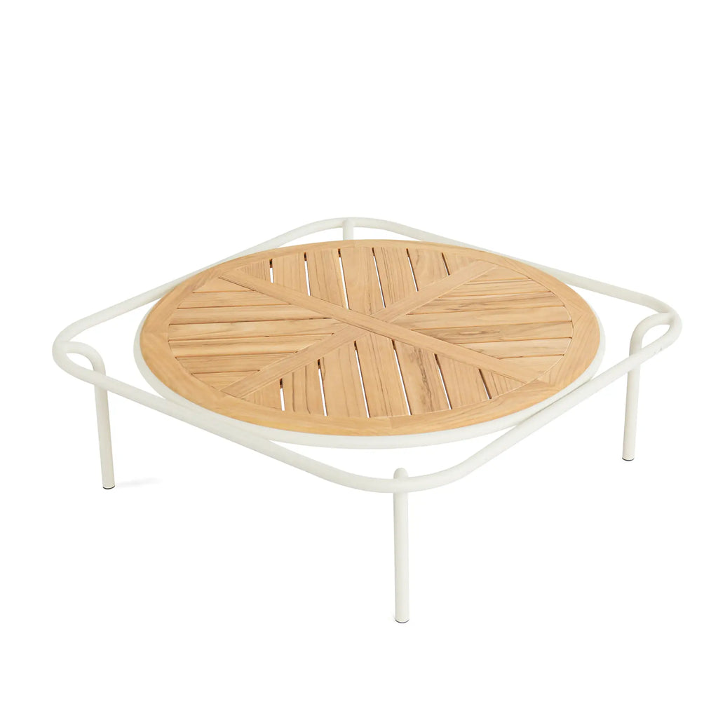 Avril Aluminum Outdoor Coffee Table with Teak Top