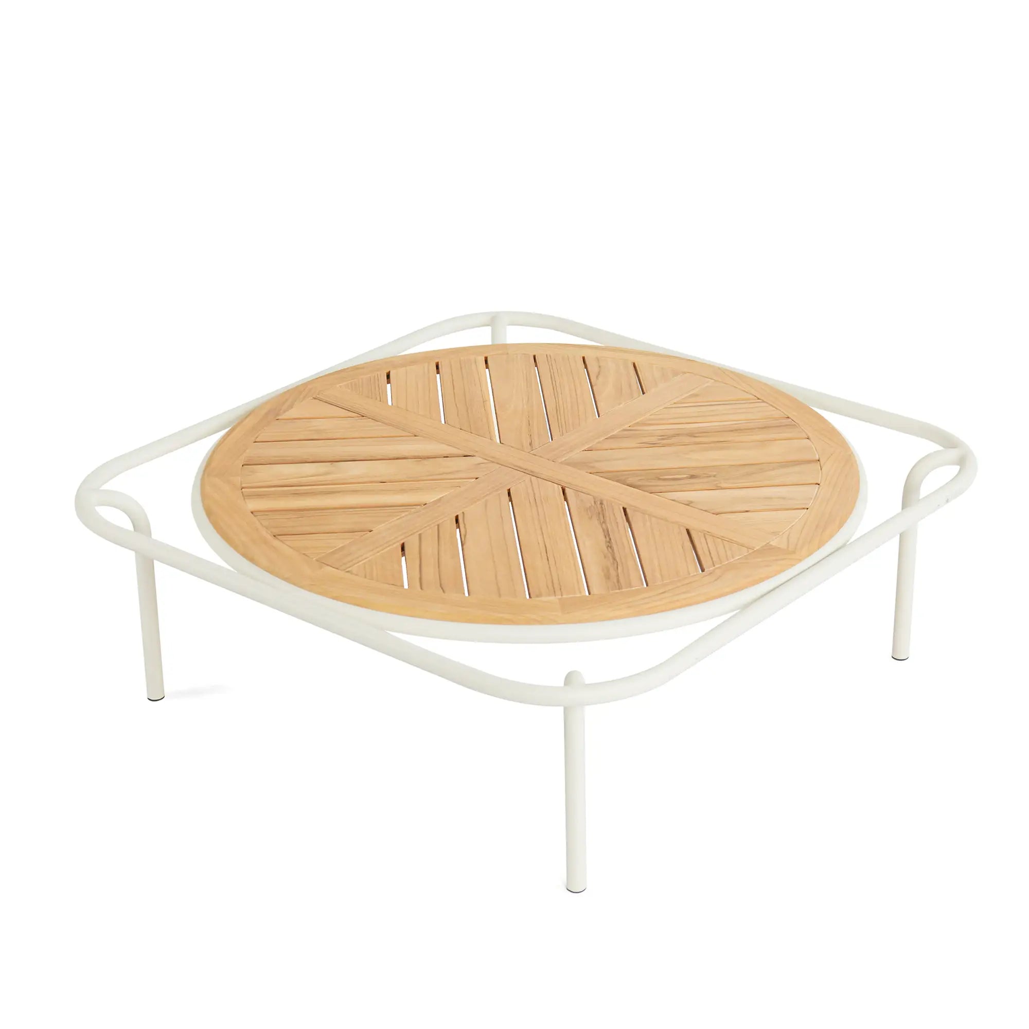 Avril Aluminum Outdoor Coffee Table with Teak Top