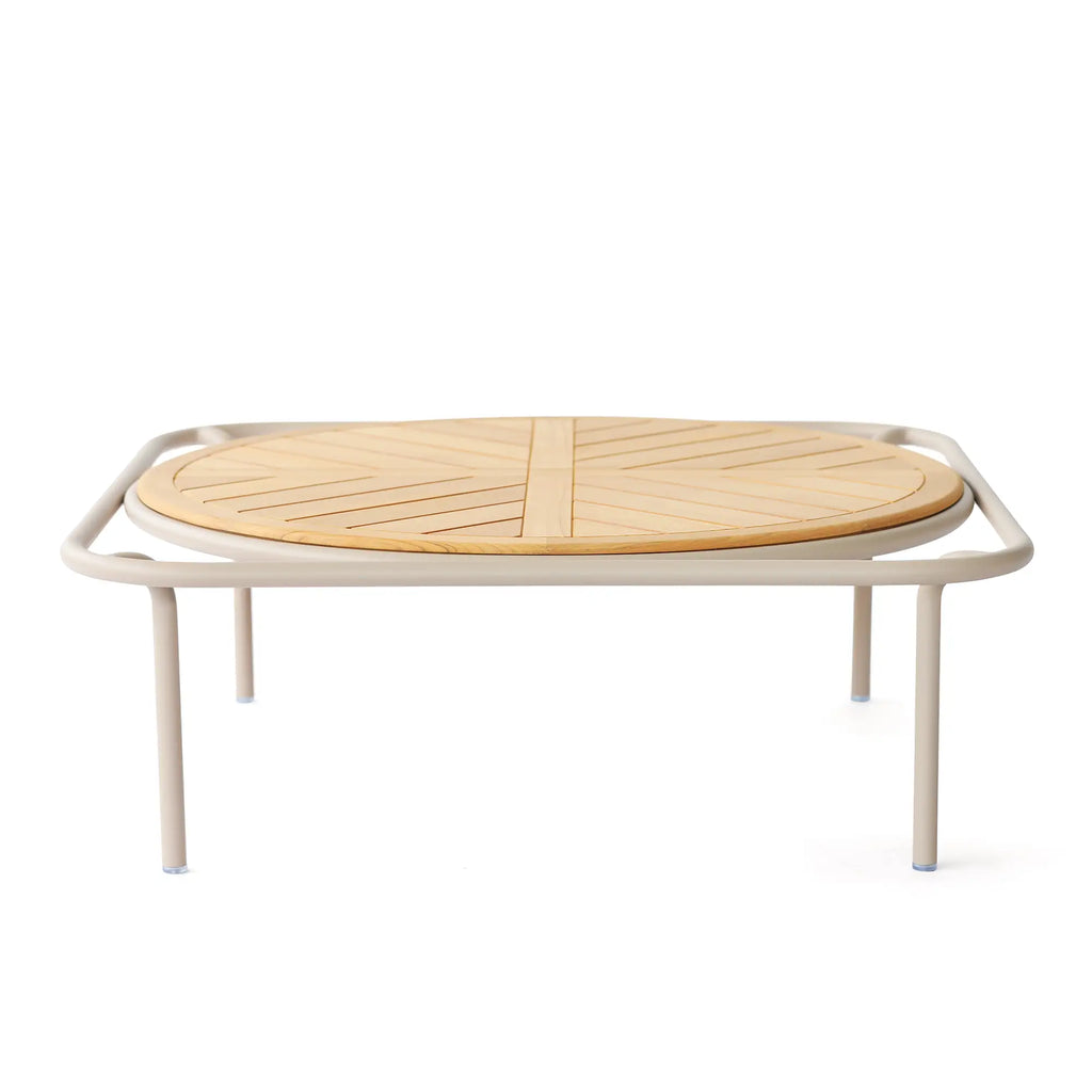Avril Aluminum Outdoor Coffee Table with Teak Top