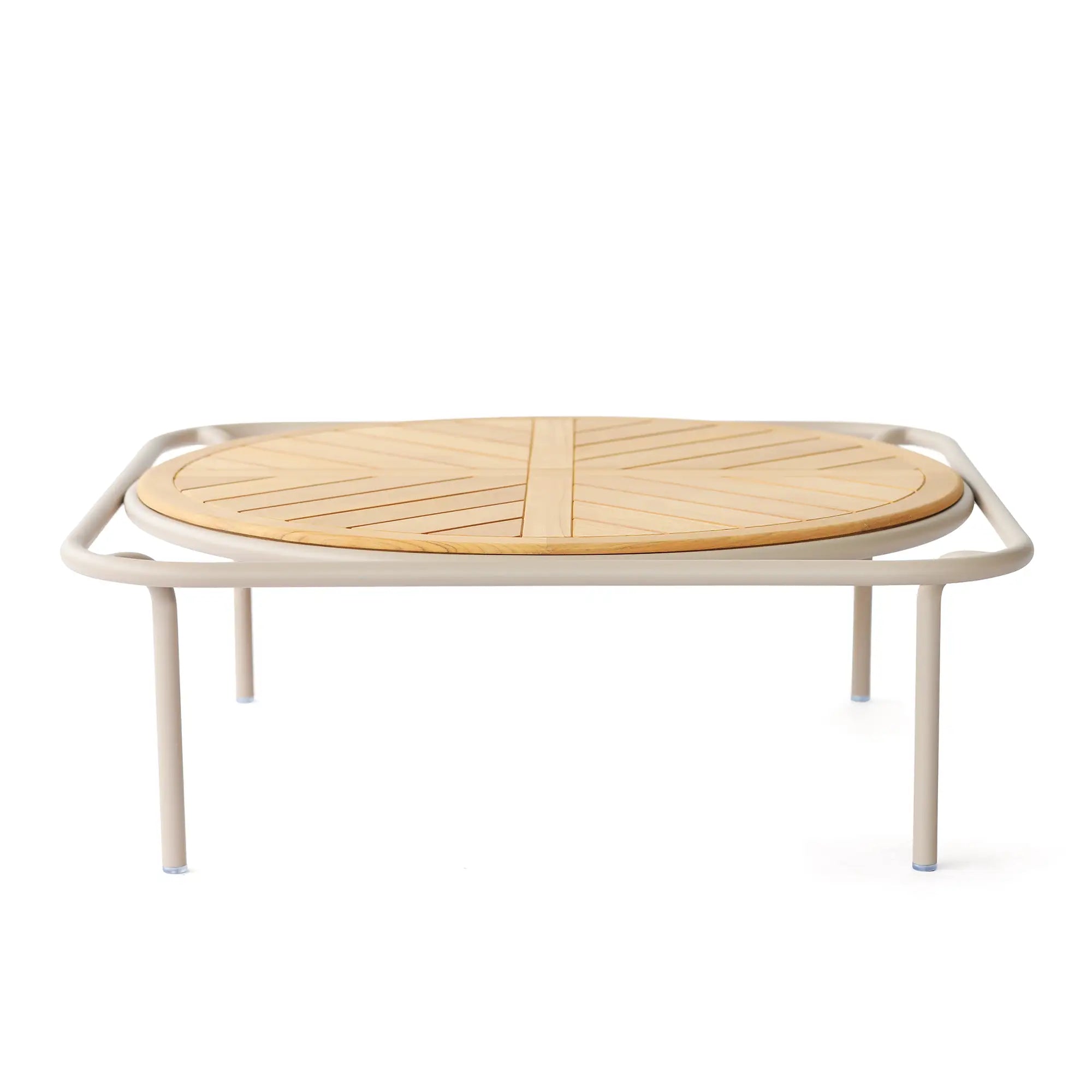 Avril Aluminum Outdoor Coffee Table with Teak Top