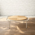 Avril Aluminum Outdoor Coffee Table with Teak Top