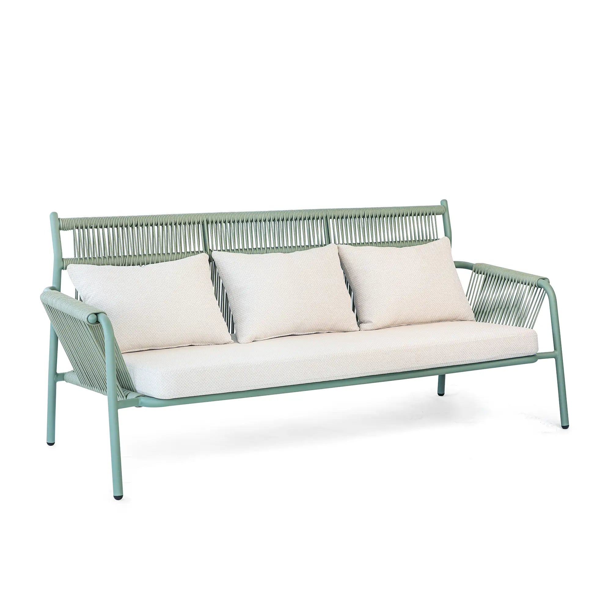 Avril Rope Accent Aluminum Outdoor Lounge Sofa in Cactus Green