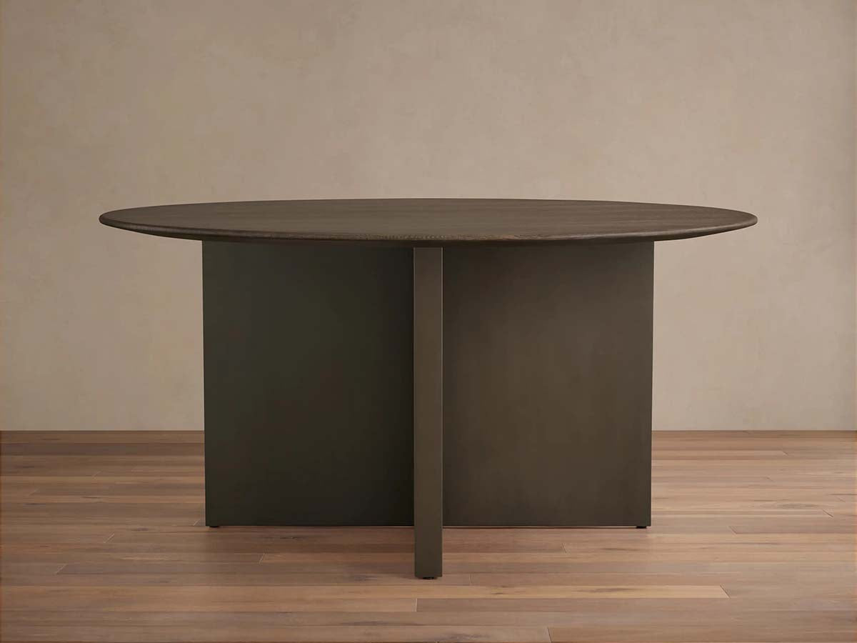 Saint Germain Round Oak Wood Dining Table with Clement Base