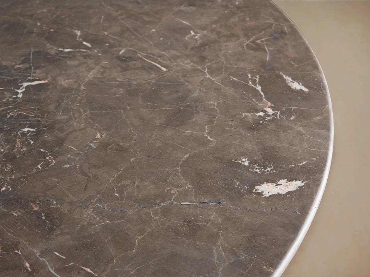 Saint Germain Round Marble Top Dining Table With Wood Dauphine Base