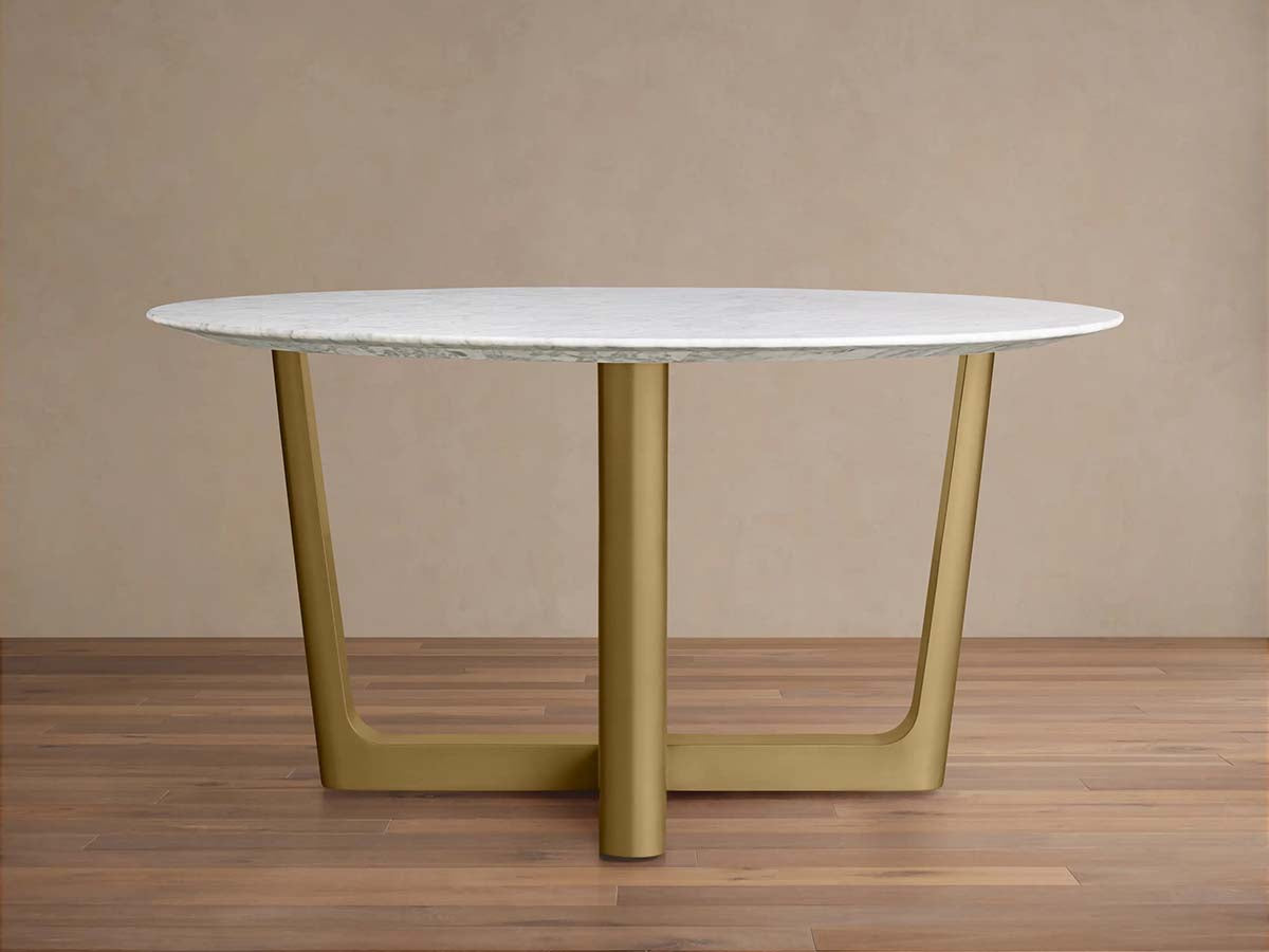 Saint Germain Round Marble Stone Dining Table with Rennes Metal Base