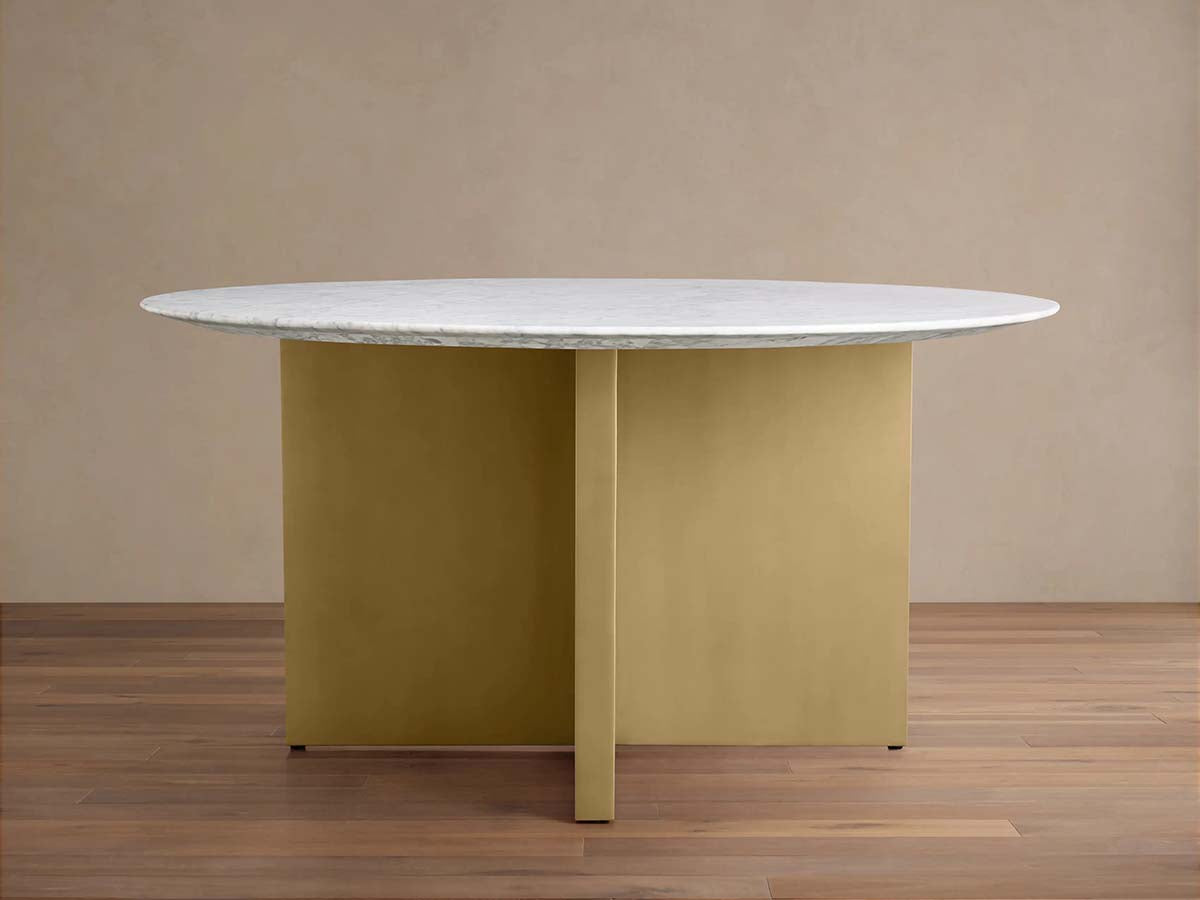 Saint Germain Round Marble Stone Dining Table With Clement Base