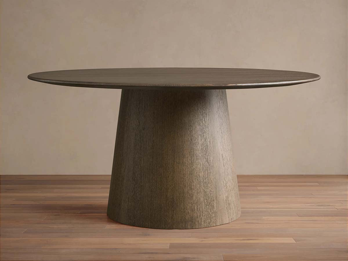 Saint Germain Round Oak Top Dining Table with Natural Wood Toulouse Base