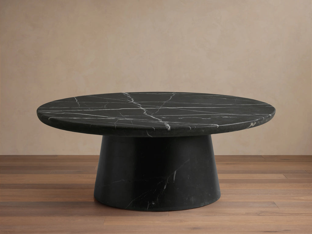 Hemmings Stone Nesting Coffee Table in Italian Marble with Waterfall Design