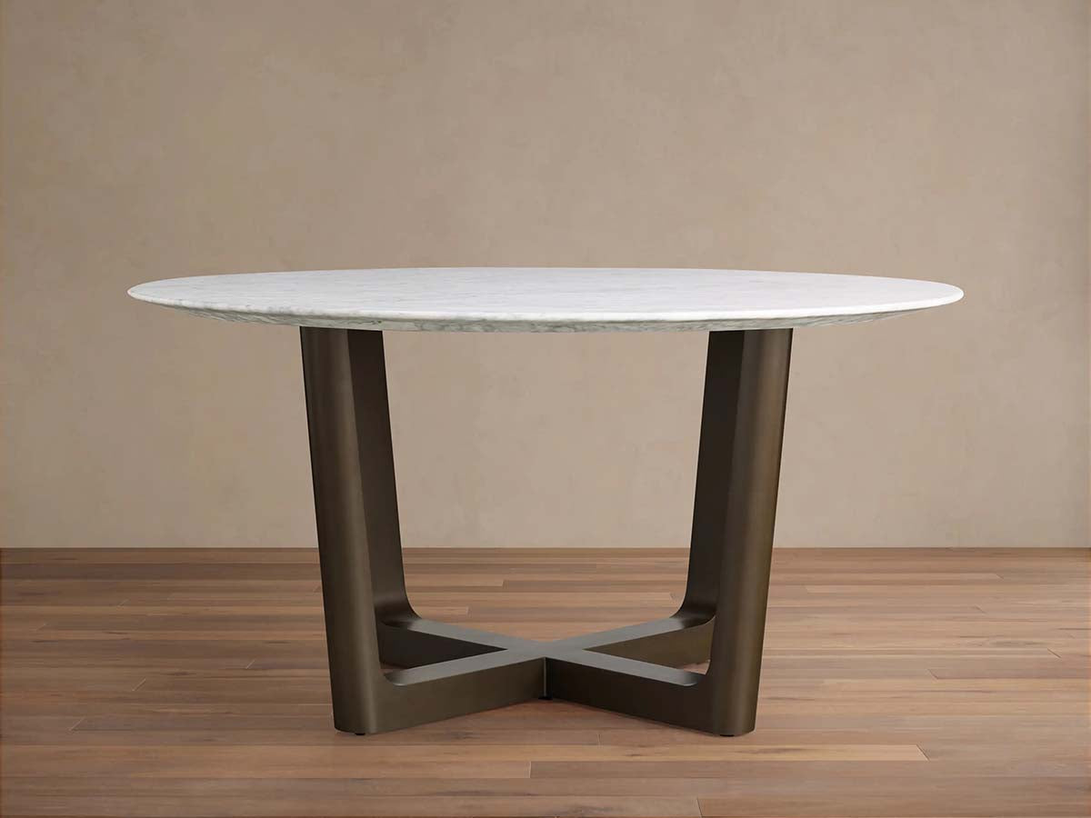 Saint Germain Round Marble Stone Dining Table with Rennes Metal Base