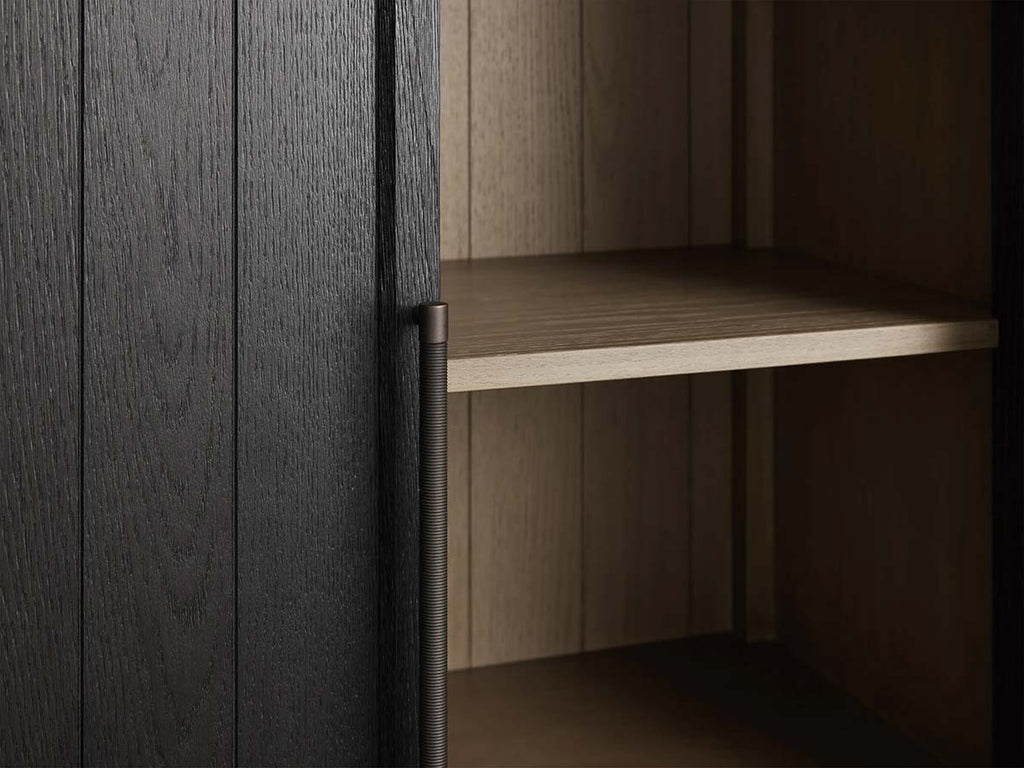 Hattie Oak Storage Cabinet Living Room Wood Tall Display Cabinet Bookcase