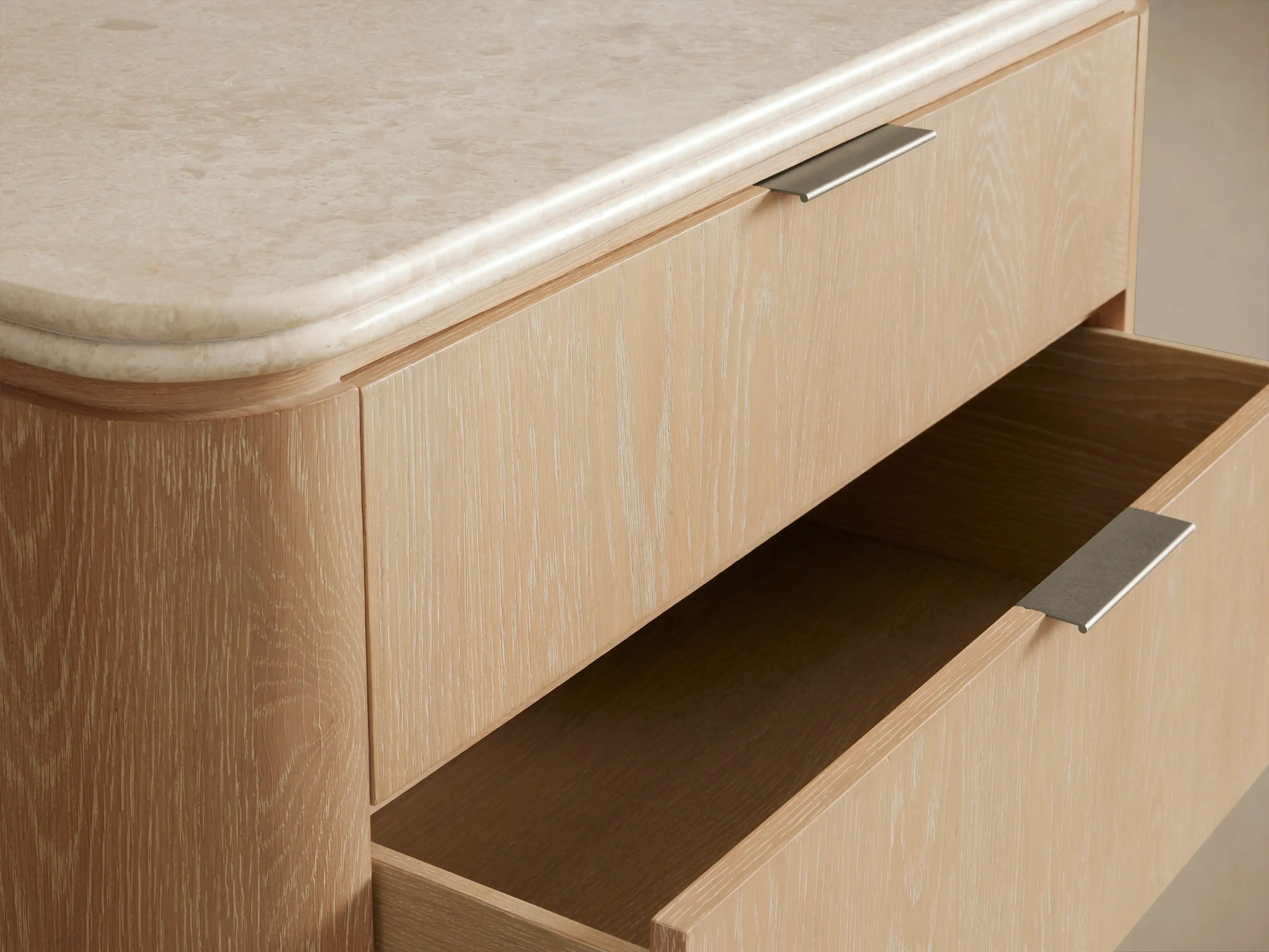 Caden Five-Drawer Dresser in Walnut with Stone Top and Soft-Close Drawers