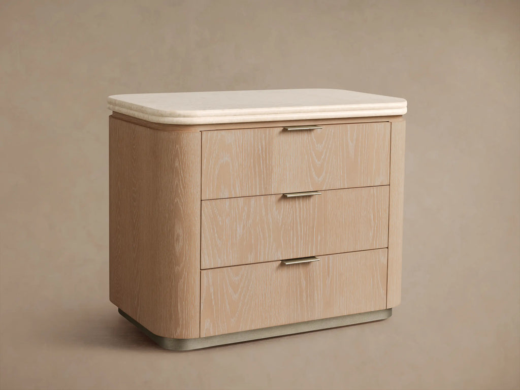 Caden Nightstand in Walnut with Stone Top and Soft-Close Drawer