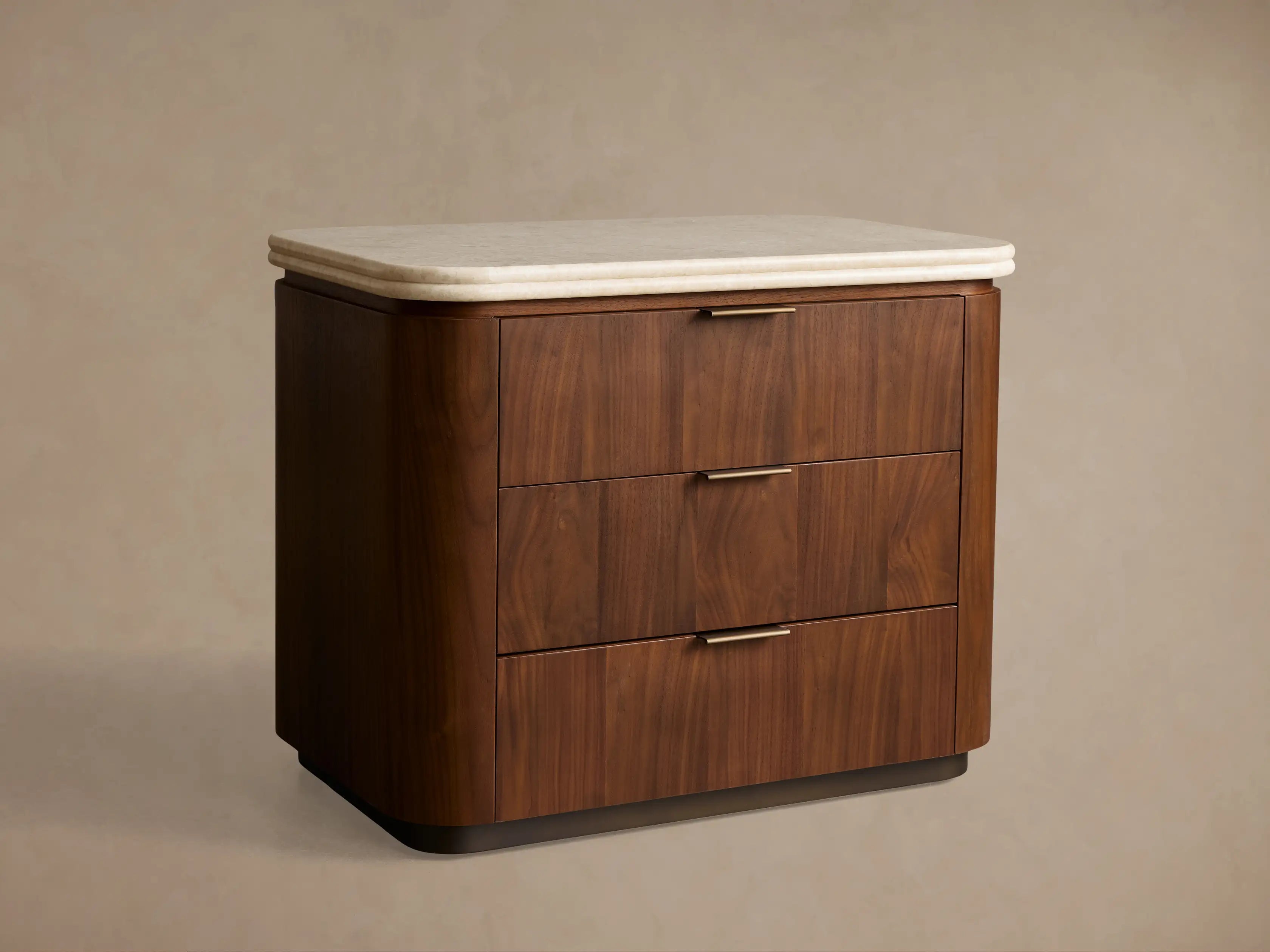 Caden Nightstand in Walnut with Stone Top and Soft-Close Drawer