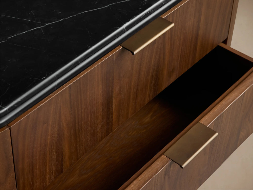 Caden Nightstand in Walnut with Stone Top and Soft-Close Drawer