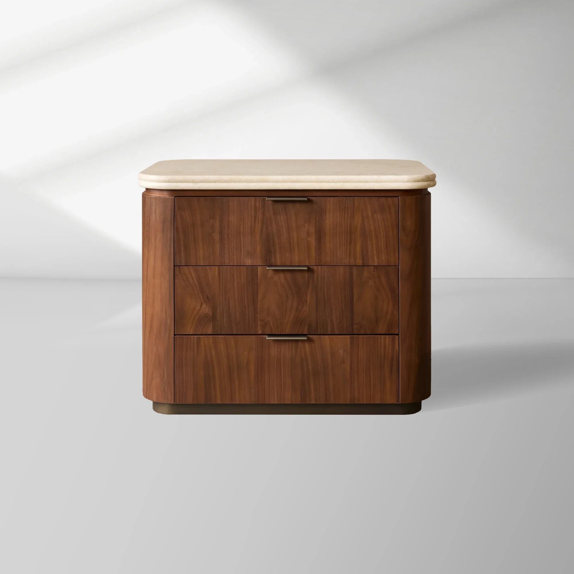 Caden Nightstand in Walnut with Stone Top and Soft-Close Drawer