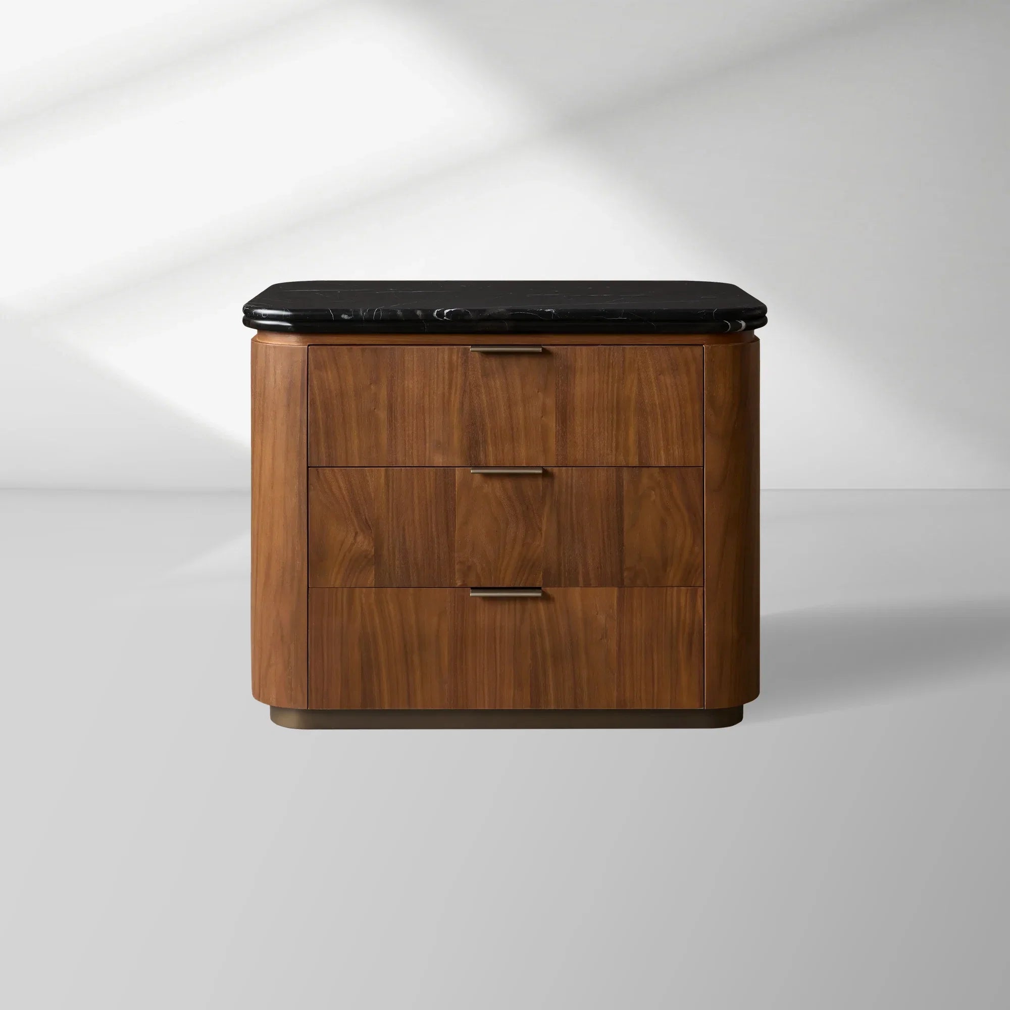 Caden Nightstand in Walnut with Stone Top and Soft-Close Drawer