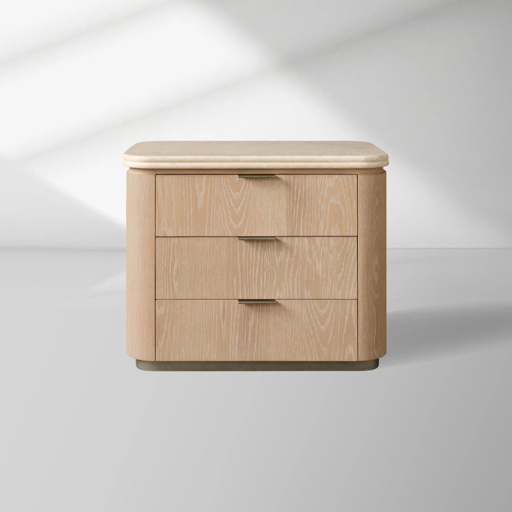Caden Nightstand in Walnut with Stone Top and Soft-Close Drawer