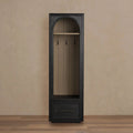 Hattie Oak Wood Entryway Cabinet Storage Tall Cabinet With Hooks