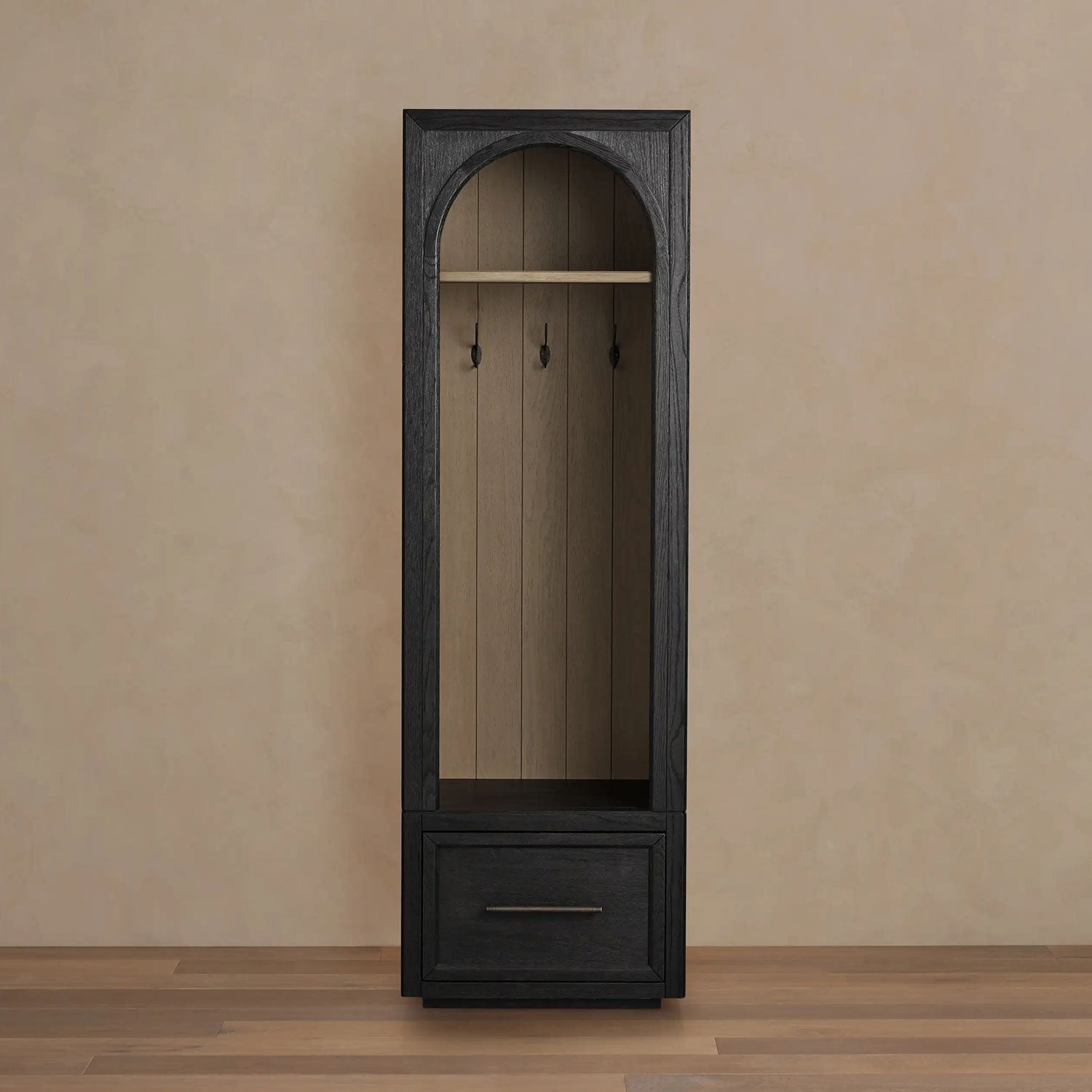 Hattie Oak Wood Entryway Cabinet Storage Tall Cabinet With Hooks