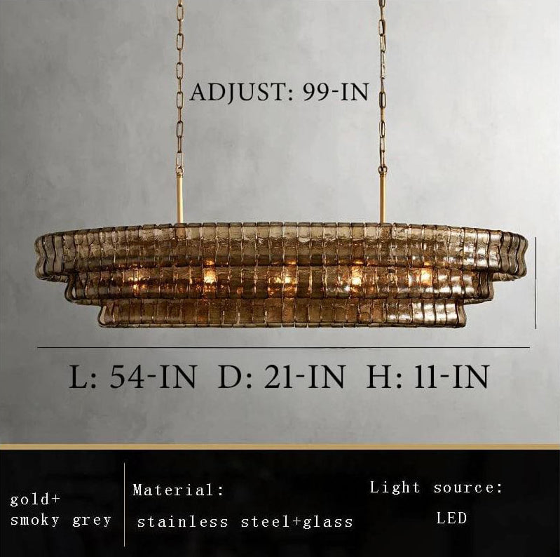 Transitional Ice Glass Oval Chandelier