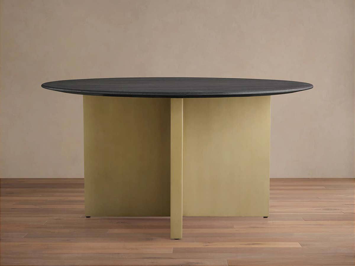 Saint Germain Round Oak Wood Dining Table with Clement Base