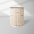 Clementine Reeded Stone Nightstand with Storage