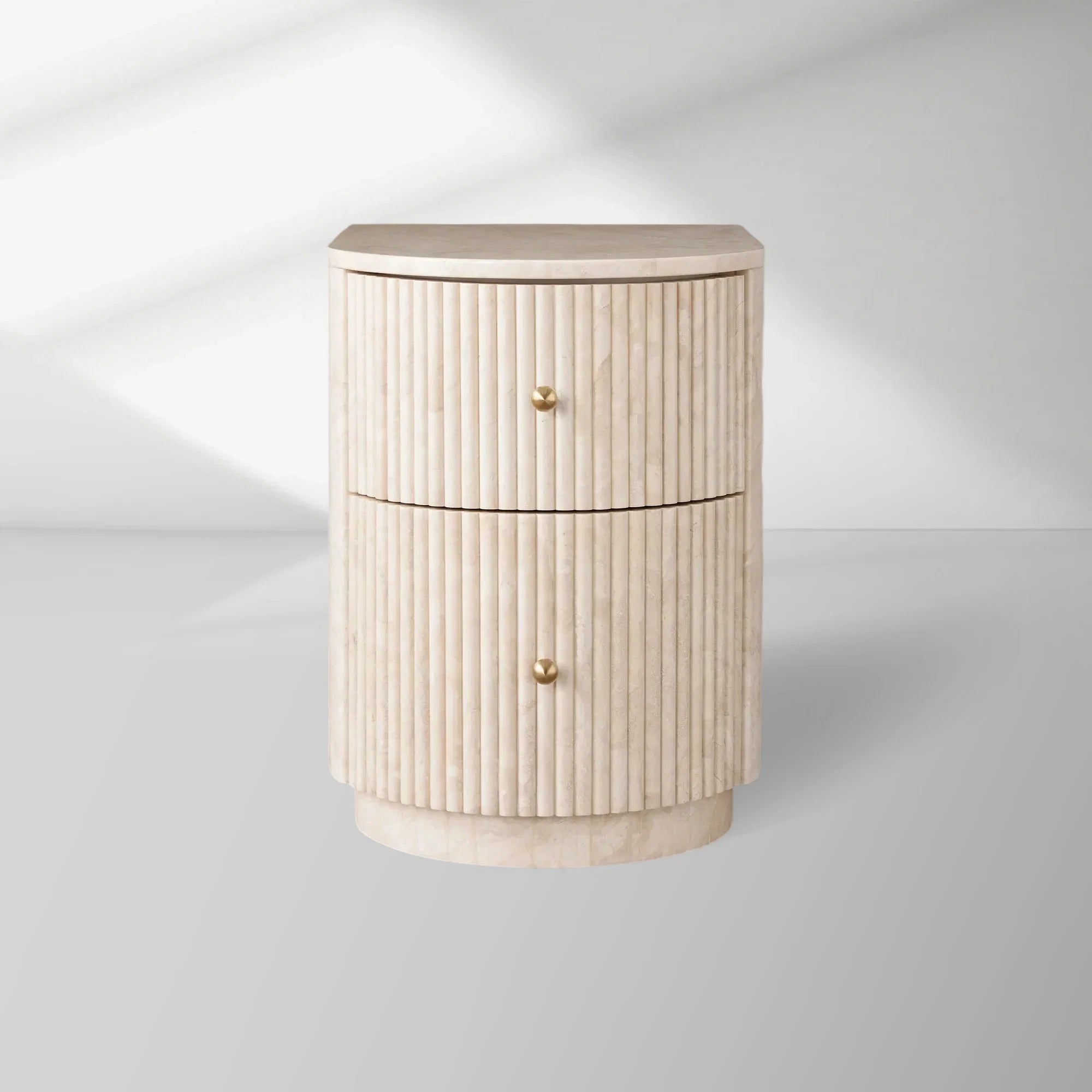 Clementine Reeded Stone Nightstand with Storage