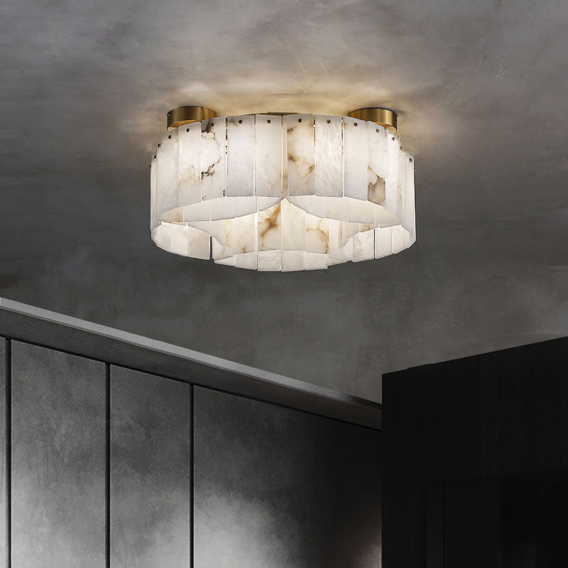 Contemporary Alabaster Flush Mount Ceiling Lamp - 33.46" D x 8.86" H Luxvena
