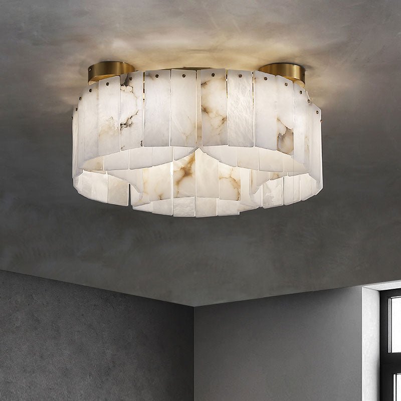 Contemporary Alabaster Flush Mount Ceiling Lamp - 21.65" D x 8.86" H Luxvena