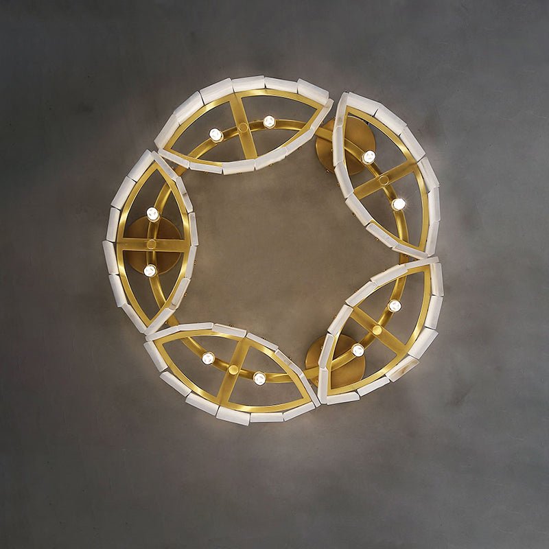Contemporary Alabaster Flush Mount Ceiling Lamp - 21.65" D x 8.86" H Luxvena