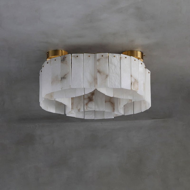 Contemporary Alabaster Flush Mount Ceiling Lamp - 21.65" D x 8.86" H Luxvena