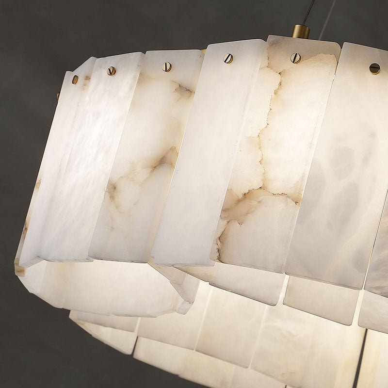 Contemporary Alabaster Flush Mount Ceiling Lamp - 21.65" D x 8.86" H Luxvena