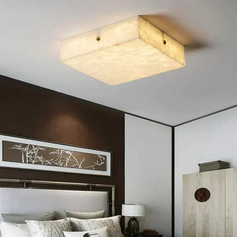 Coral Modern Alabaster Flushmount, Designer Ceiling Light Fixtures - 15.75"L Luxvena