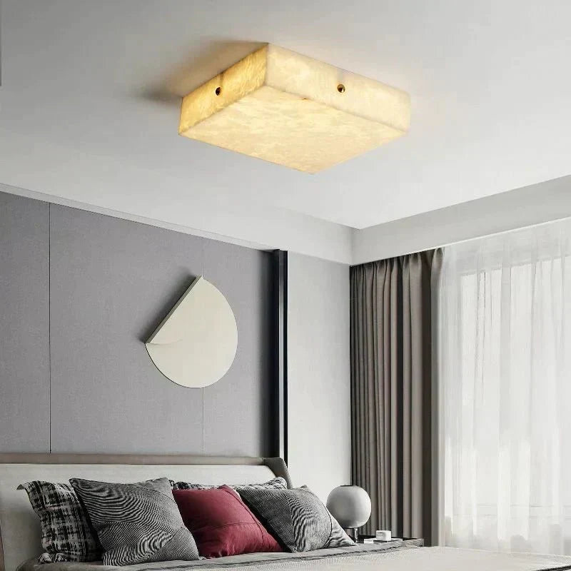 Coral Modern Alabaster Flushmount, Designer Ceiling Light Fixtures - 15.75"L Luxvena