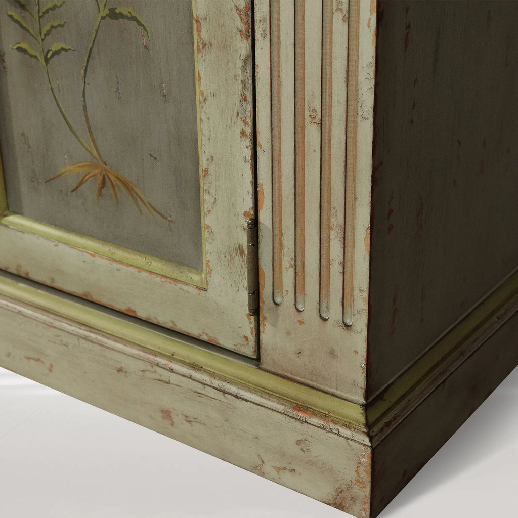 Cosetta Antique Ltalian Sideboard Fern Motif Buffet Table Living Room Wood Entryways Cabinet