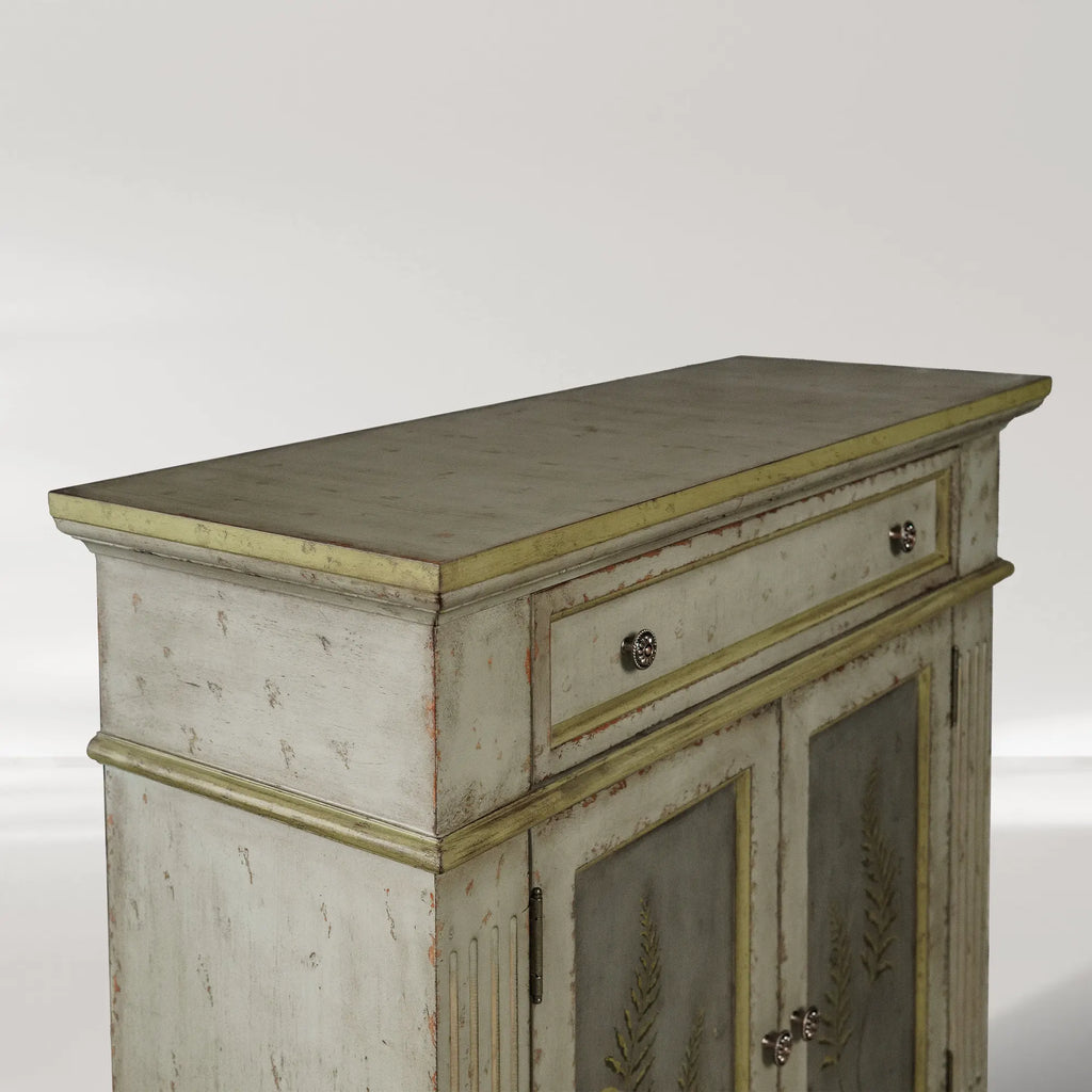Cosetta Antique Ltalian Sideboard Fern Motif Buffet Table Living Room Wood Entryways Cabinet