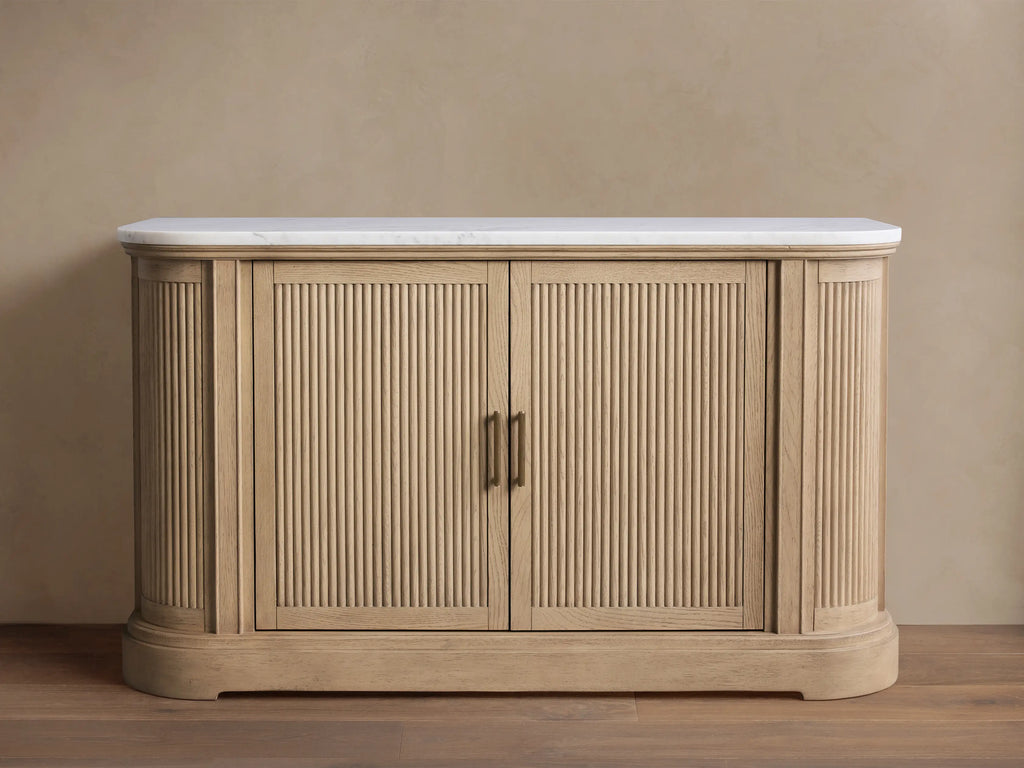 Coventry Buffet Cabinet with Carrara Marble Top and Adjustable Shelf