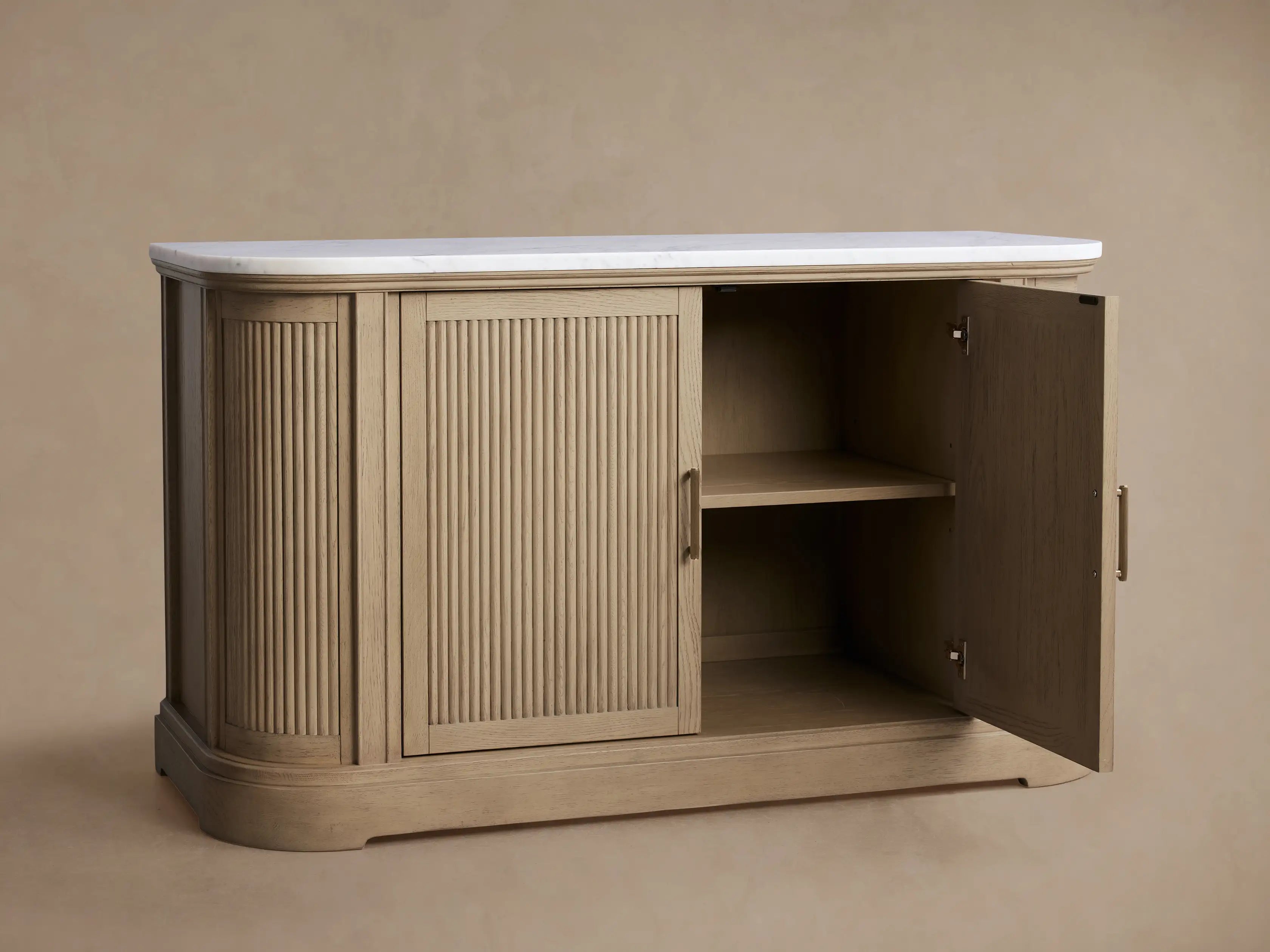 Coventry Buffet Cabinet with Carrara Marble Top and Adjustable Shelf