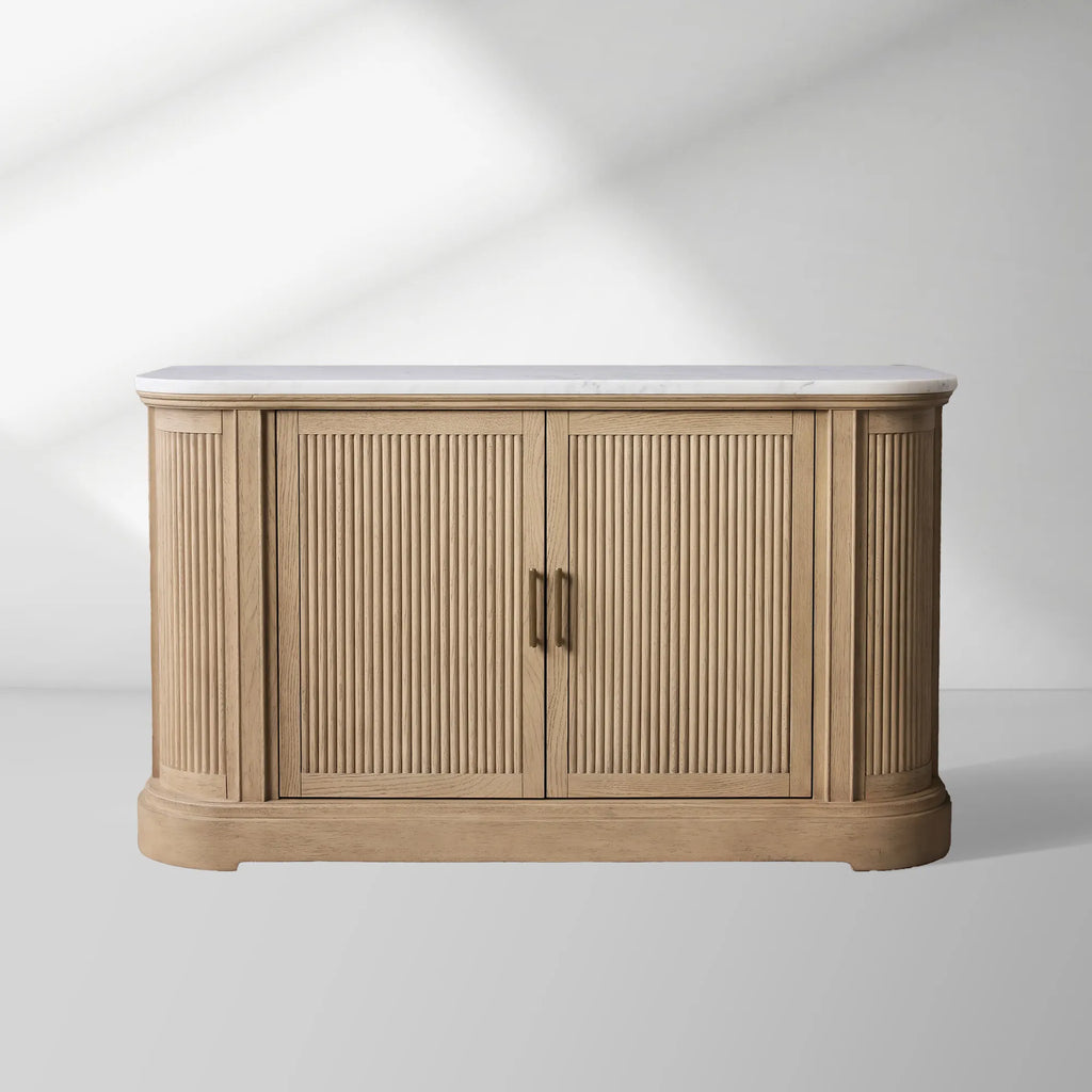 Coventry Buffet Cabinet with Carrara Marble Top and Adjustable Shelf