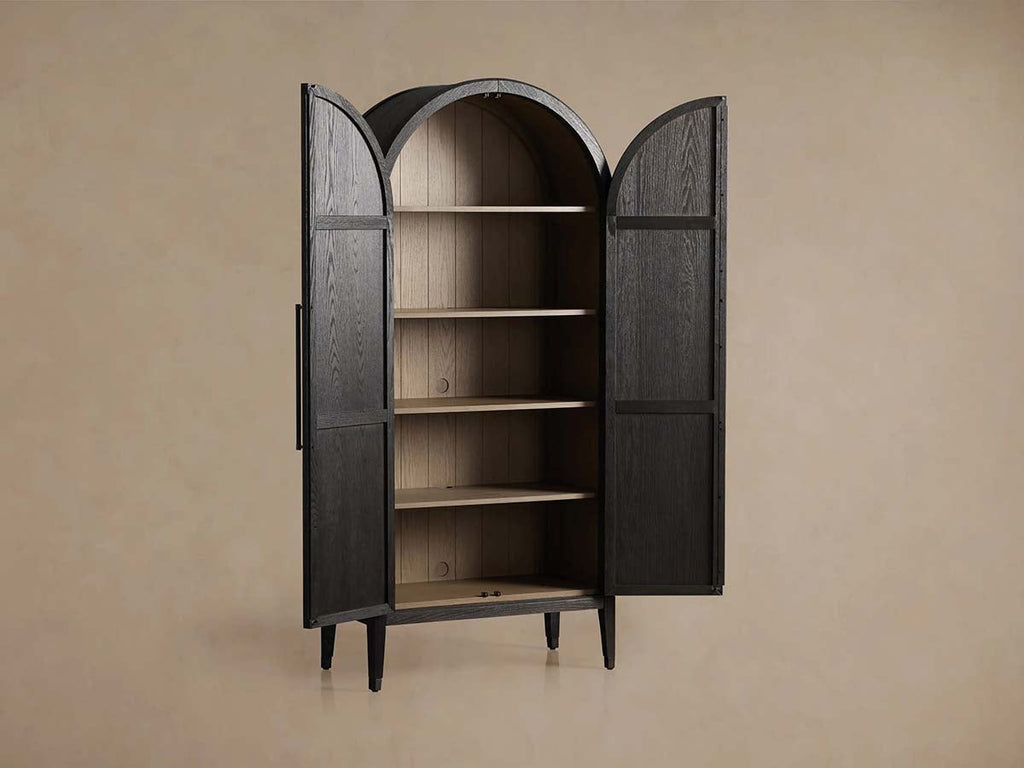 Hattie Oak Storage Cabinet Living Room Wood Tall Display Cabinet Bookcase