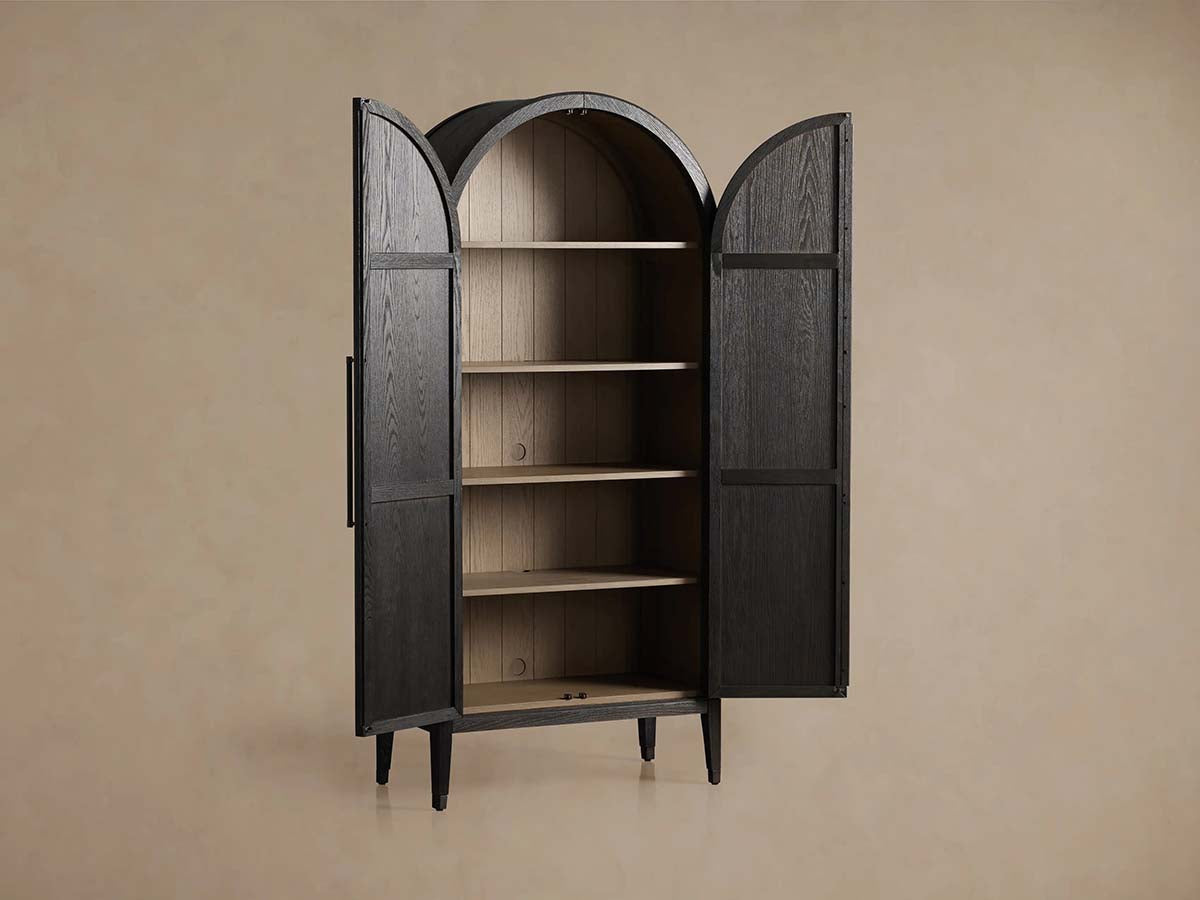 Hattie Oak Storage Cabinet Living Room Wood Tall Display Cabinet Bookcase