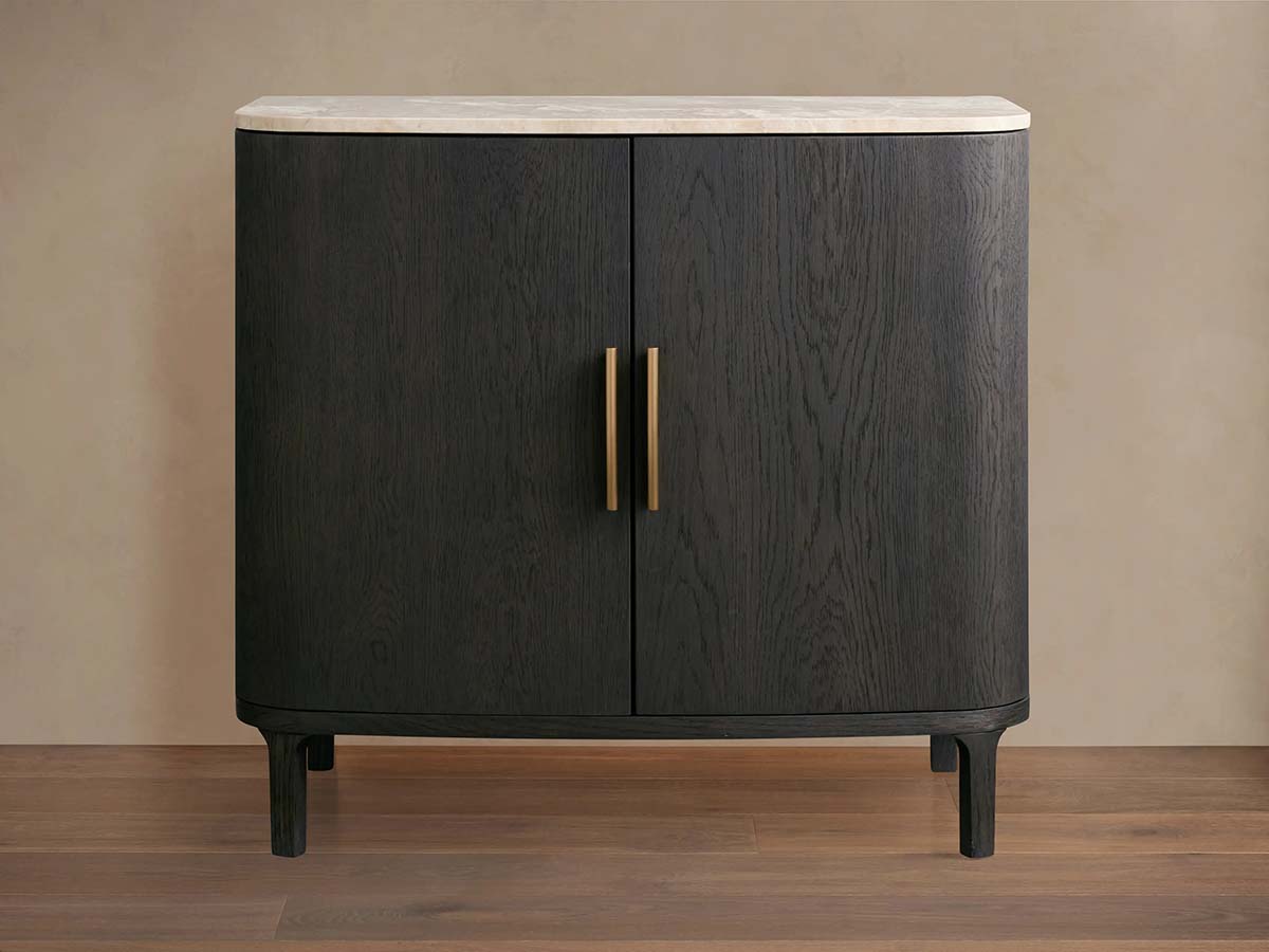 Danny Oak Wood Sideboards Cabinet Marble Top Buffet Cabinet Lockers