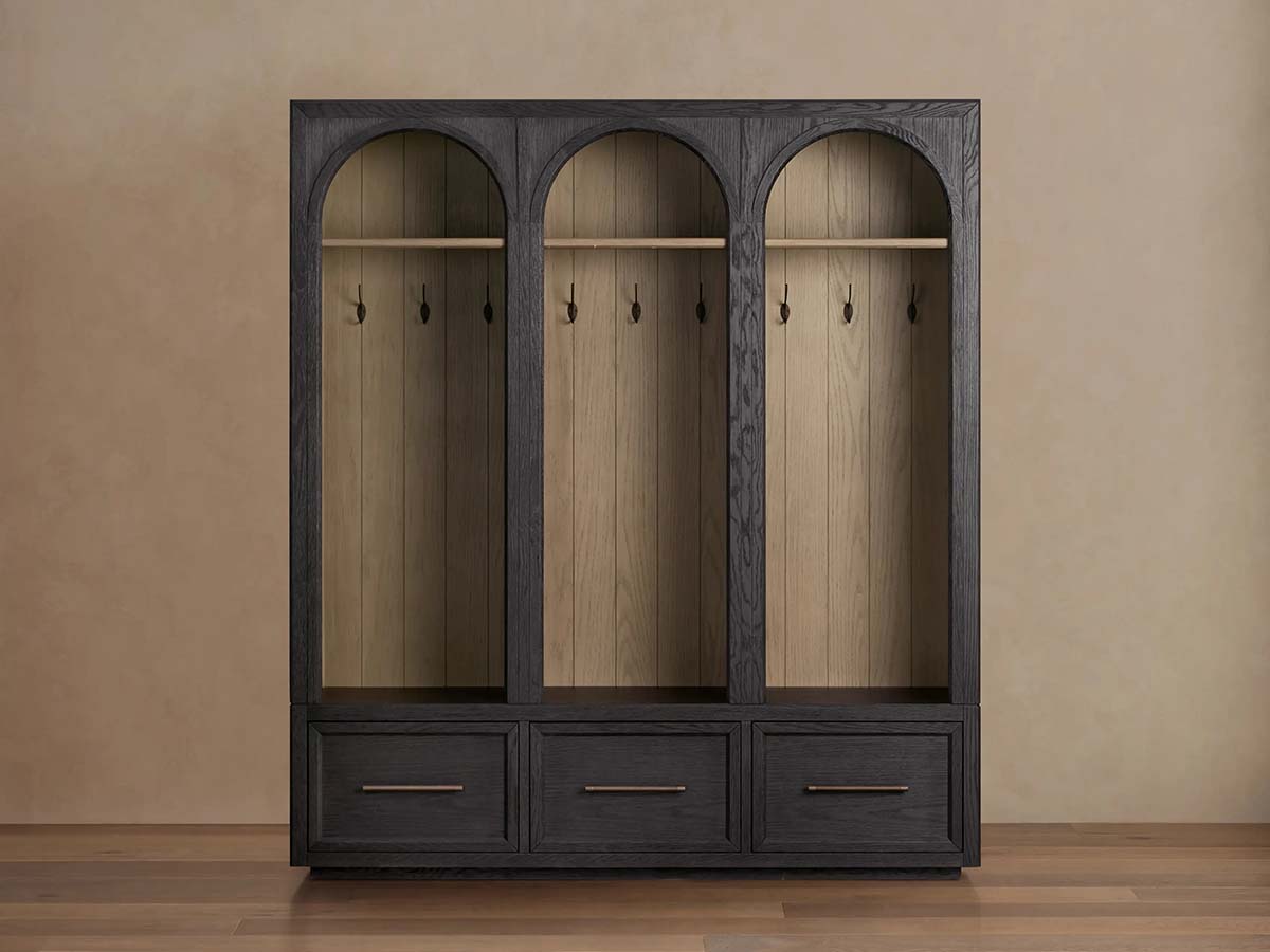 Hattie Oak Wood Entryway Cabinet Storage Tall Cabinet With Hooks